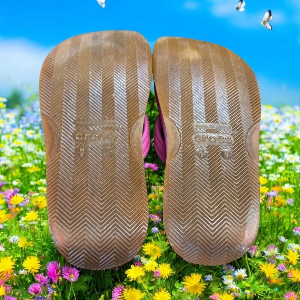 Rare Style Crocs Crocband Pink Flip Flop Sandals Comfort‎ Spring Women's Size 7